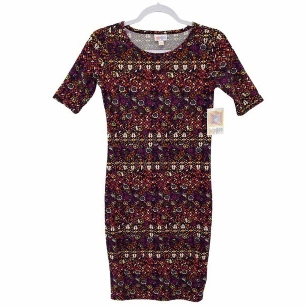 LulaRoe Julia Printed Stretch Short Sleeve Dress